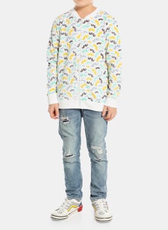 QUWA Boys Moustache Print Bomber Jacket White  - Image 3