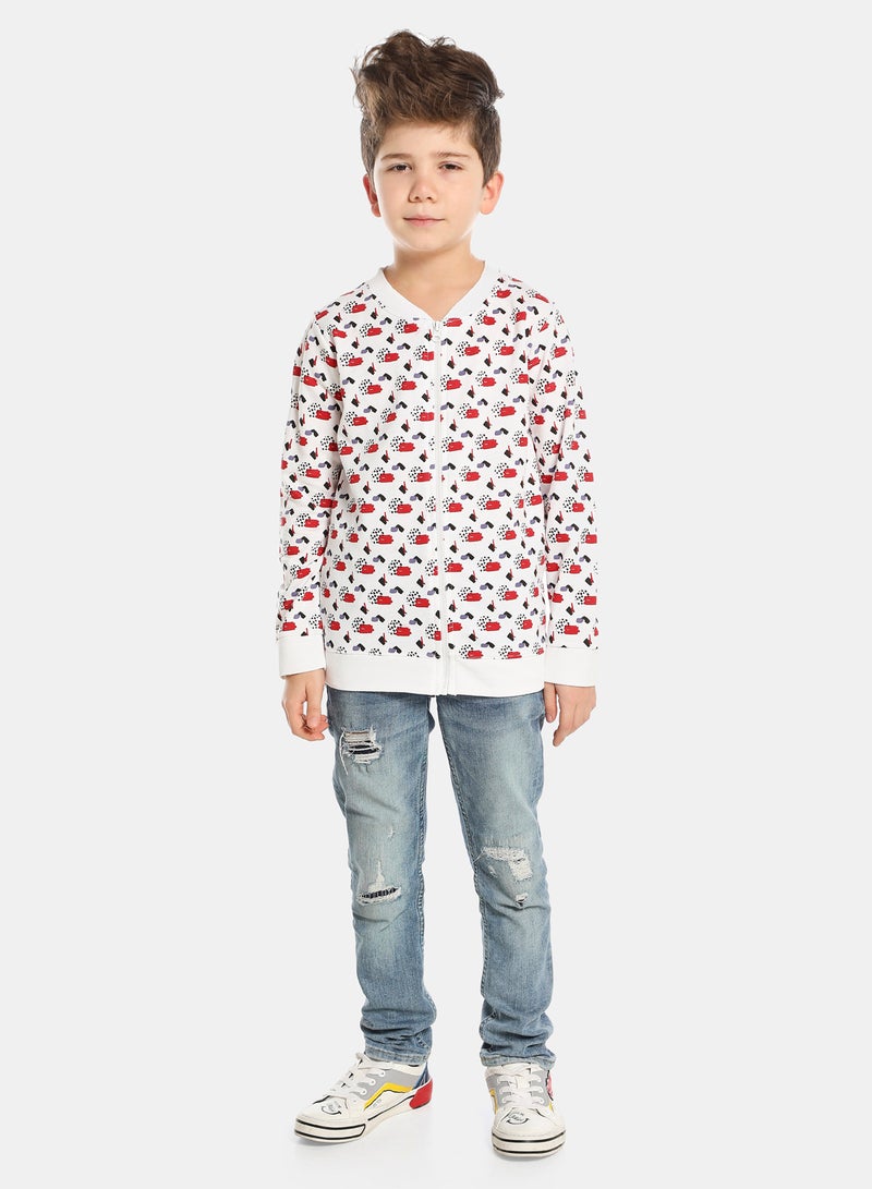 Boys All-Over Print Zip-Up Jacket Red/White/Black - v1645430795/N48660738V_2