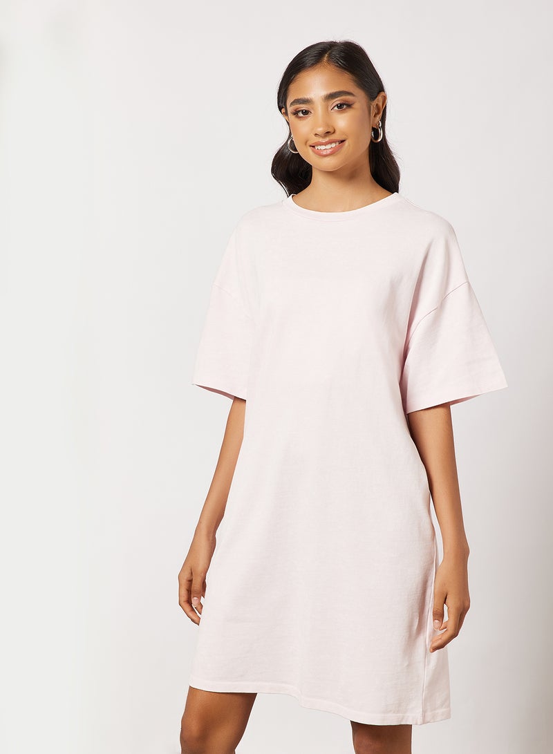 PIECES - Round Neck Mini Dress Light Pink - Image 1