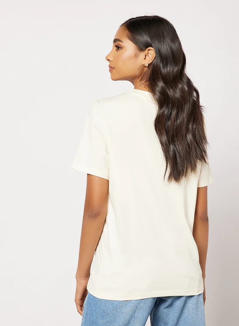 PIECES Text Print T-Shirt Off-White