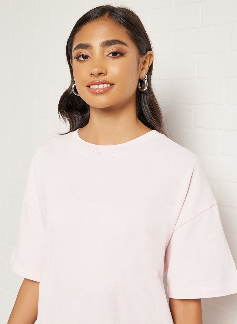 PIECES - Round Neck Mini Dress Light Pink - Image 1