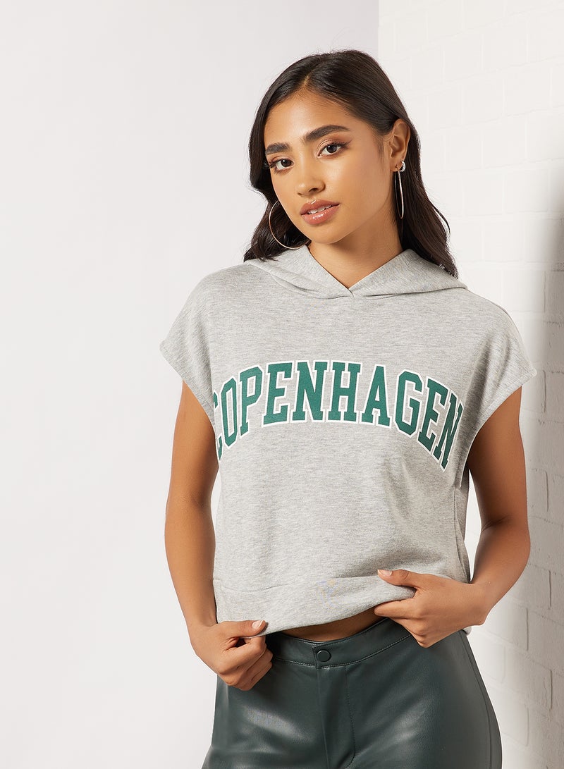 NOISY MAY - Sleeveless Hoodie Light Grey - Image 1