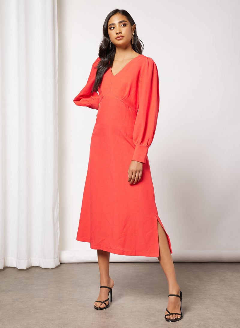 Closet London Balloon Sleeve Dress Red  - Image 1