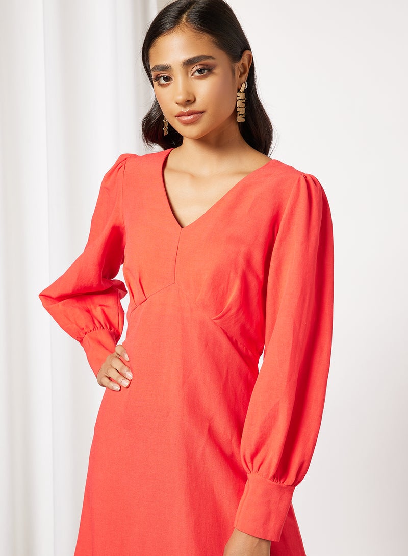 Closet London Balloon Sleeve Dress Red  - Image 3