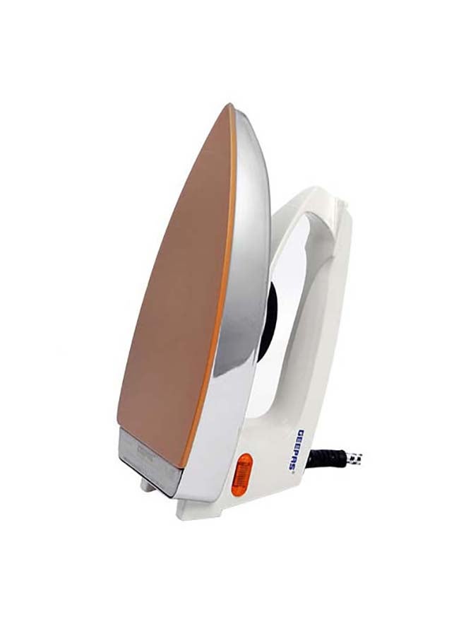 GEEPAS - Automatic Dry Iron - 60 Micron Teflon Sole Plated, Big fabric guide & Pilot Indicator |Overheat  Safe And Automatic Power Cut Off | Easy Heal Rest & Cord Wrap Facility, Anti Shock Handle & Thermostat Pilot Lamp. 1200.0 W GDI7729 Beige - Image 1