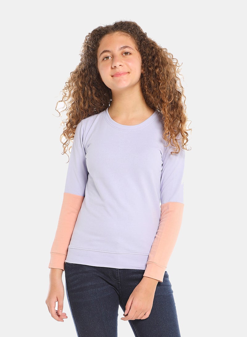 Girls Colourblock Cotton Sweatshirt Grey - v1645443578/N48660317V_1