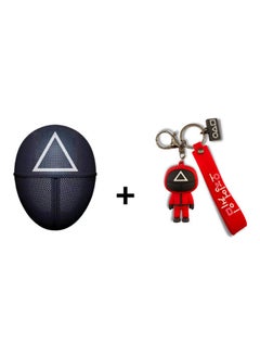Generic Squid Game Triangle Soldier Mask With 3D Figure Keychain 
