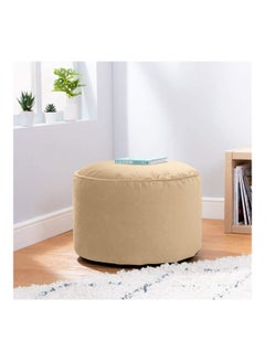 PENHALIGON'S Velvet Round Bean Bag Pouffe Beige 55x55x35cm  - Image 2