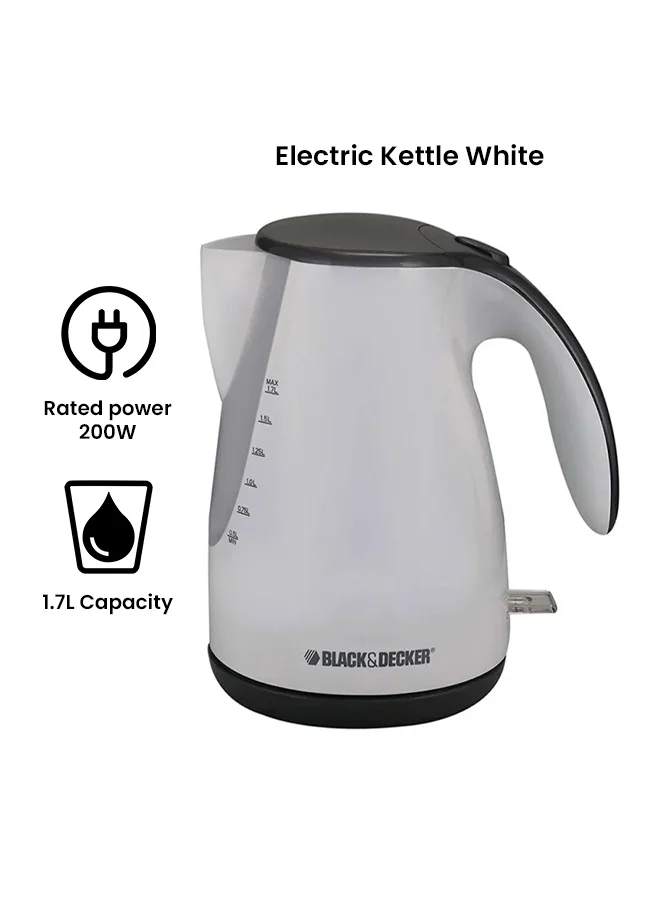 بلاك اند ديكر غلاية معدن بسلك ملفوف مخفي وقدرة 2000 وات 1.7 L 2200 W JC72-B5 أبيض