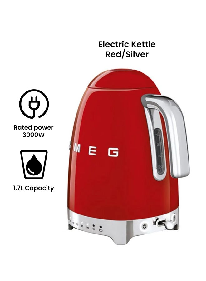smeg Electric Kettle 1.7L 1.7 L 3000 W KLF04RDUK Red/Silver  - Image 2