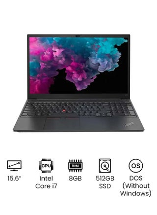 ThinkPad E15 Gen2 (Upgraded Version) Laptop With 15.6-Inch Full HD Display, Core-i7 Processor/8GB RAM/512GB SSD/DOS(Without windows)/Intel Iris Xe Graphic Card - English/Arabic Black - v1645463610/N48049951A_1