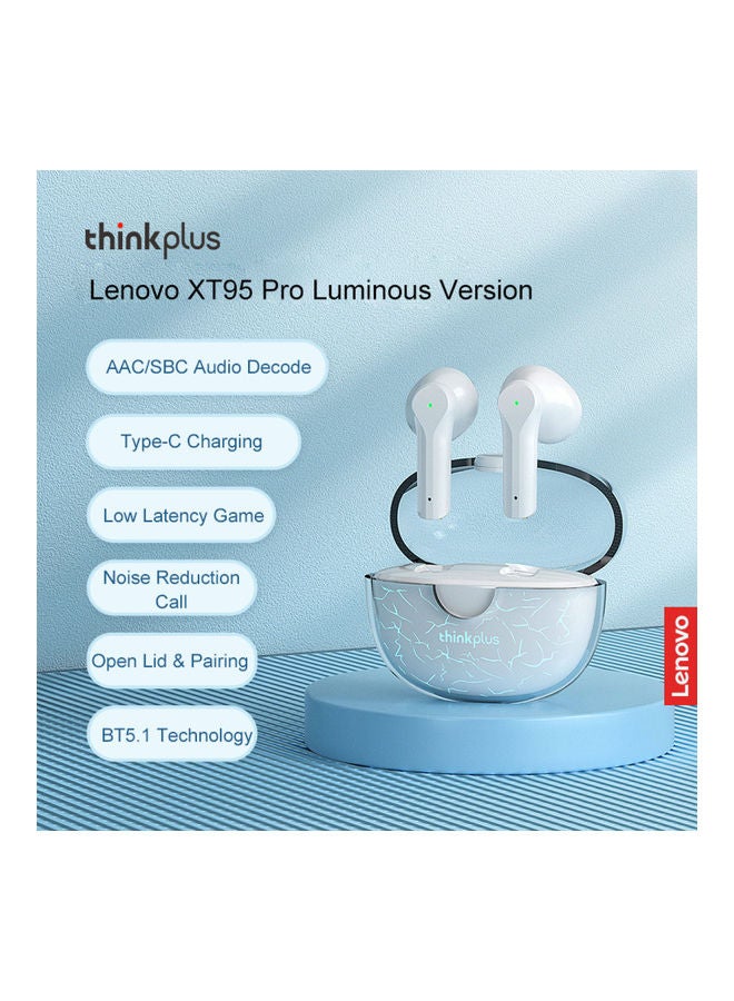 Lenovo - XT95 Pro Bluetooth Earphone 9D HIFI Sound Sport Waterproof TWS Wireless Earbuds With Mic White - Image 1