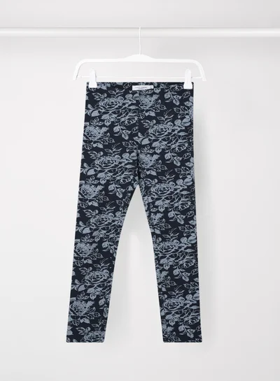 NAME IT Girls Floral Print Leggings Grey