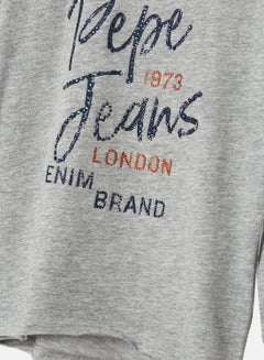 Pepe Jeans LONDON Girls Logo Long Sleeve T-Shirt Grey  - Image 3