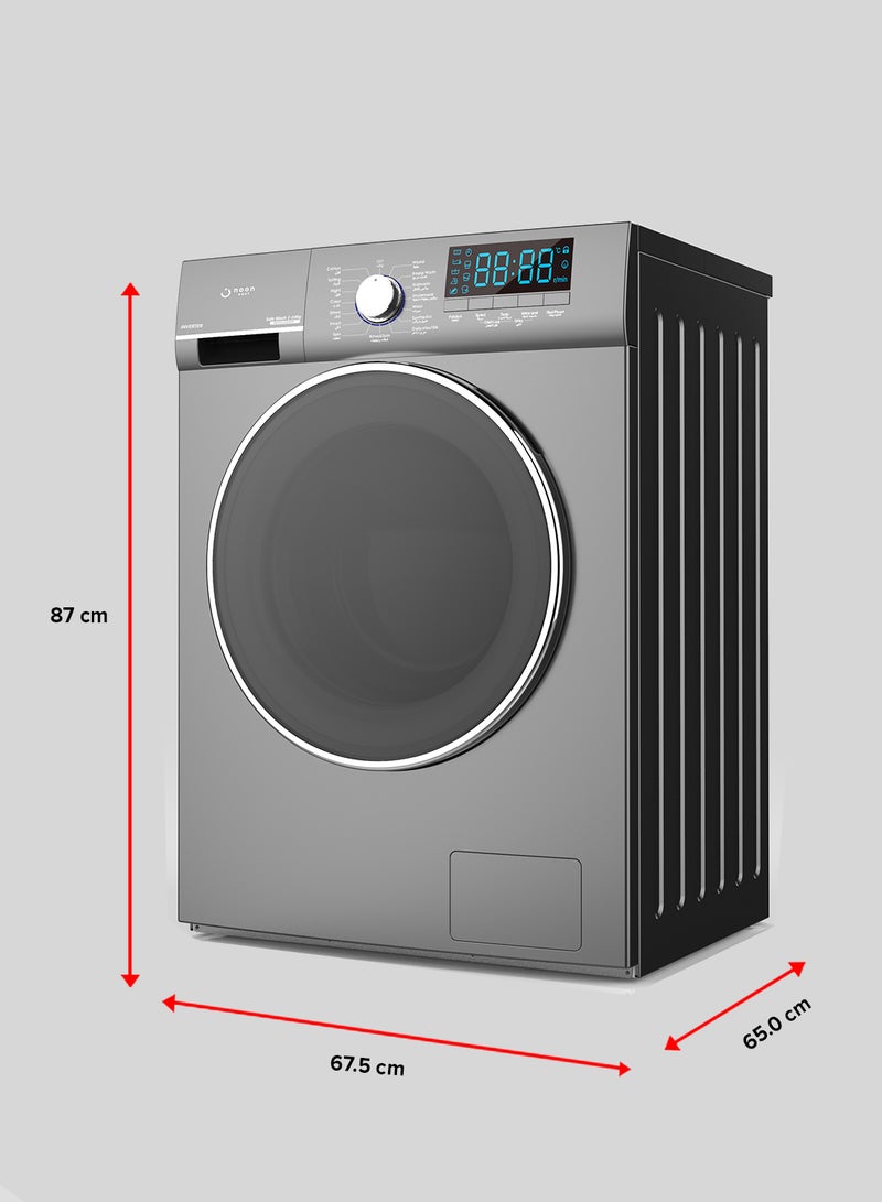 Noon East - Inverter Washing Machine 10 Kg - Front Loading Fully Automatic- Metallic Grey Washing Mashine With Washing, Rinse And Spinning Function Without Clothes Dryer washing_machine Metallic Grey - Image 1