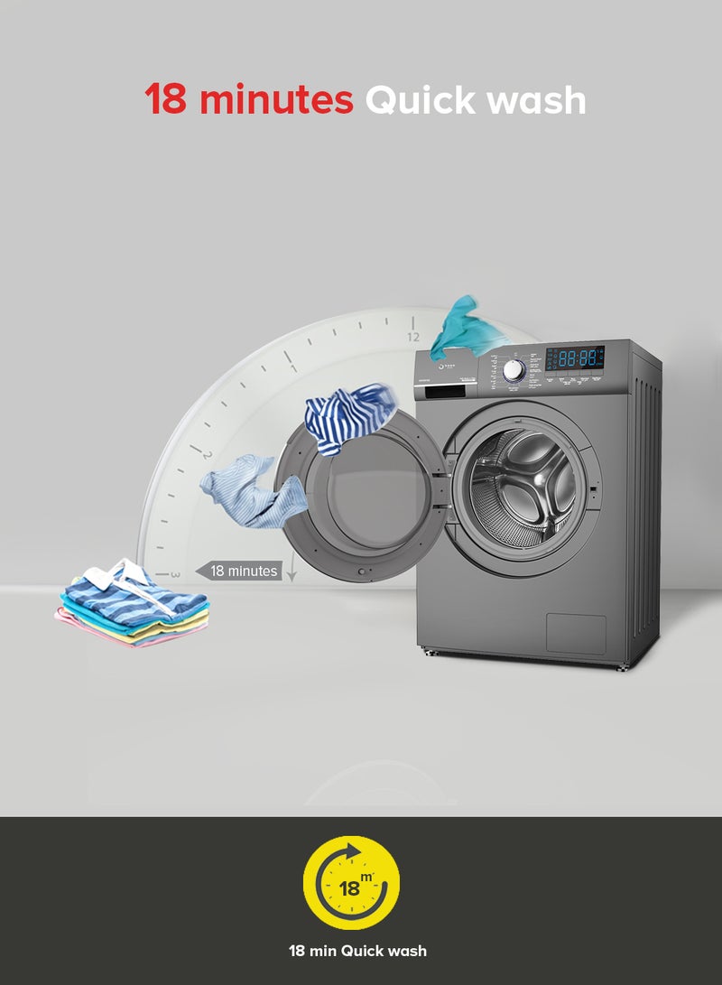 Noon East - Inverter Washing Machine 10 Kg - Front Loading Fully Automatic- Metallic Grey Washing Mashine With Washing, Rinse And Spinning Function Without Clothes Dryer washing_machine Metallic Grey - Image 1
