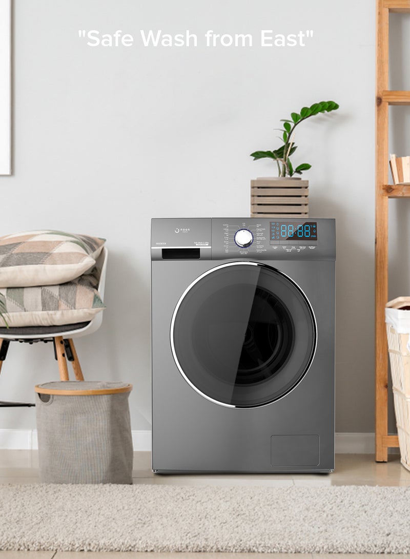 Noon East - Inverter Washing Machine 10 Kg - Front Loading Fully Automatic- Metallic Grey Washing Mashine With Washing, Rinse And Spinning Function Without Clothes Dryer washing_machine Metallic Grey - Image 1