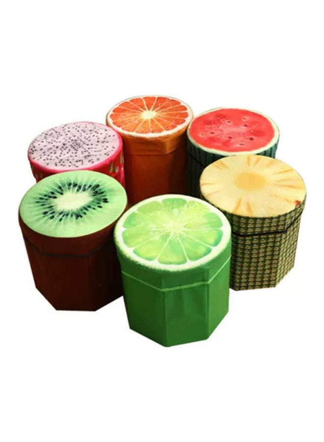 Storage Puff And Covered Cartoon Chair With Fabric Foam Lined Hood Fruit Pattern Multicolour