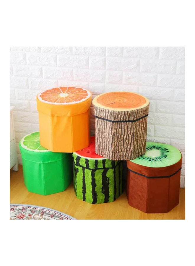 Storage Puff And Covered Cartoon Chair With Fabric Foam Lined Hood Fruit Pattern Multicolour