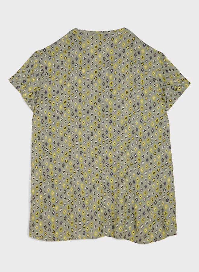 Basicxx Printed V-Neck Tunic Top Grey - Image 2