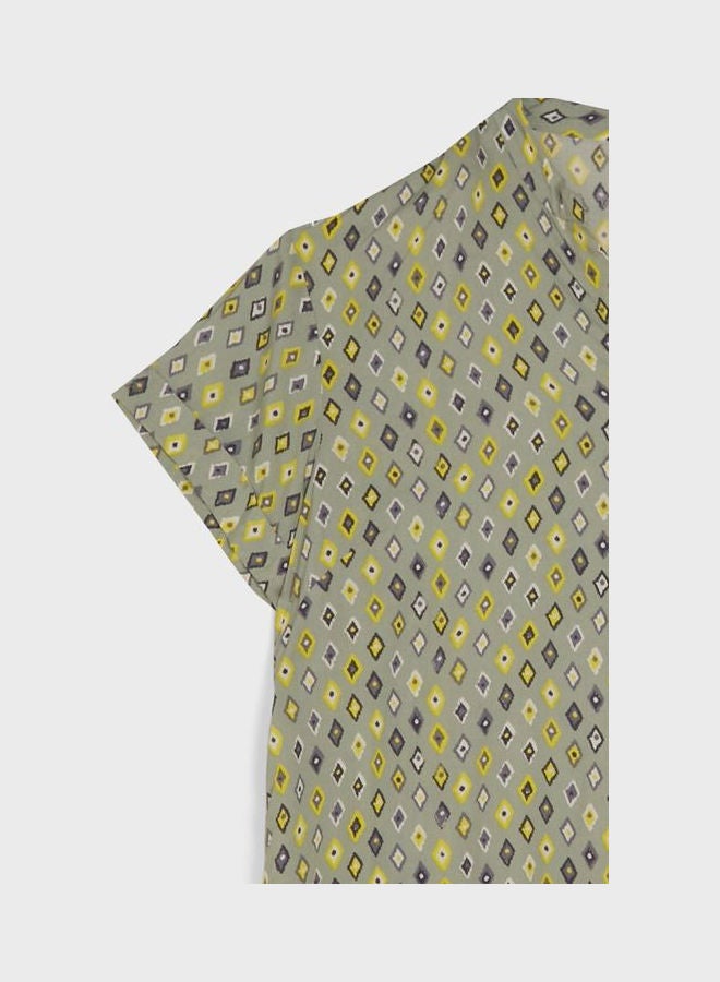 Basicxx Printed V-Neck Tunic Top Grey - Image 3