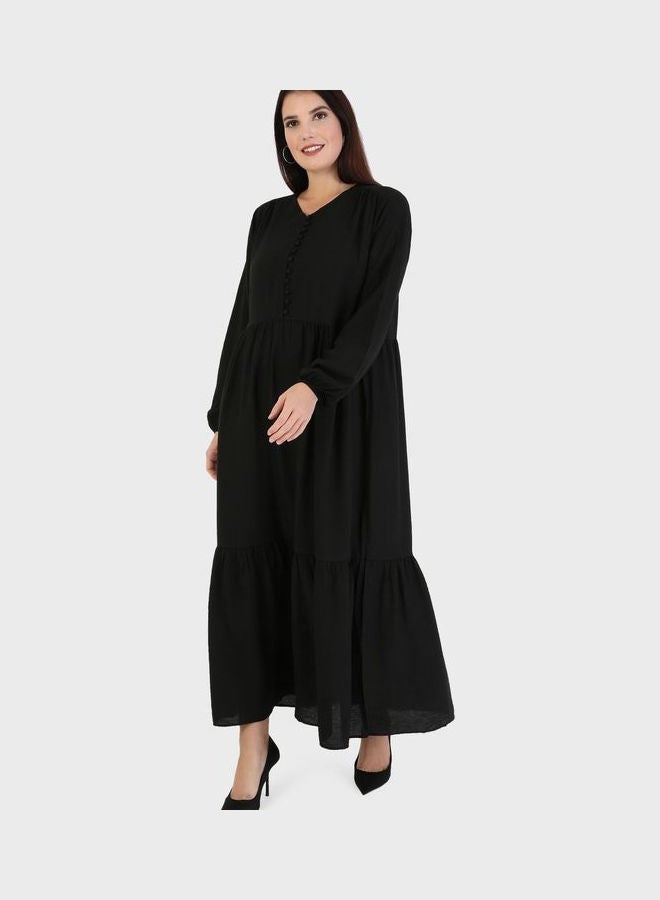 عالية من مودانيسا فستان مجعد بتفاصيل الأزرار - Image 4