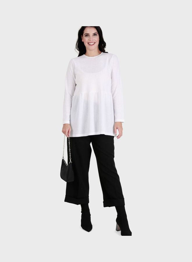 Crew Neck Knitted Tunic For Women White - v1645526472/N52683282V_1