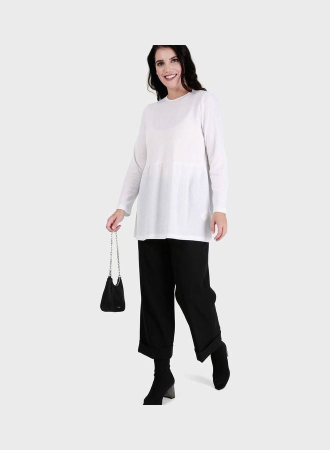 Crew Neck Knitted Tunic For Women White - v1645526472/N52683282V_4