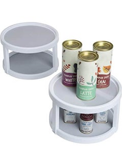2 Pack Lazy Susan Turntable - 2-Tier - (10 Inch) - Non-Slip Lining & Feet - Bpa Free White