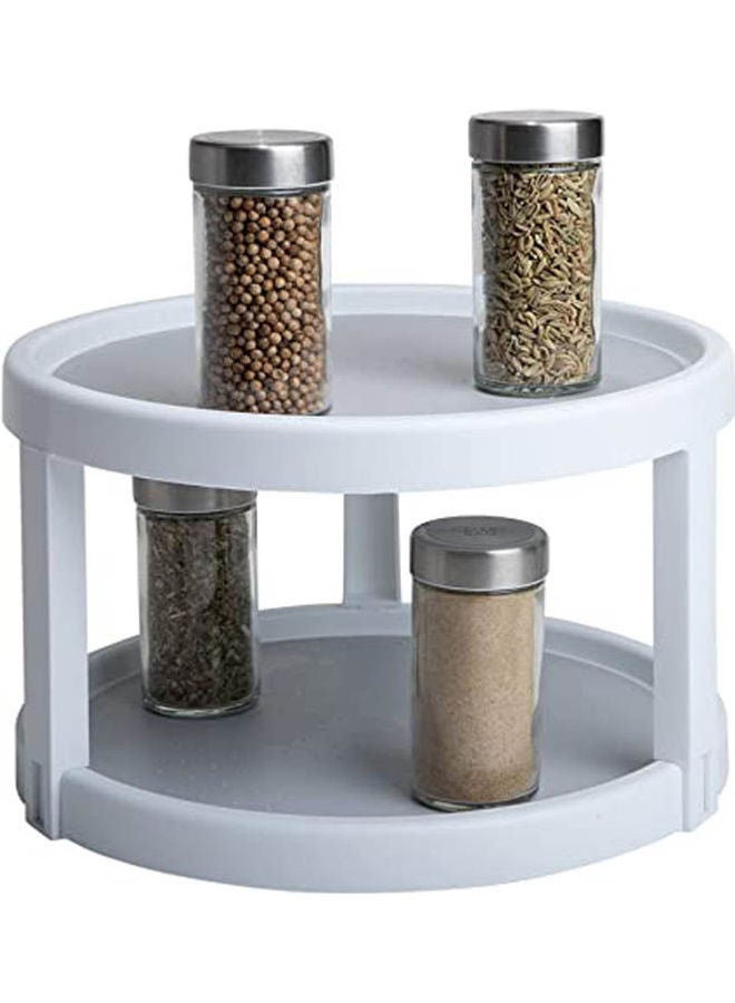 Smart Design - 2-Tier Lazy Susan Turntable - Set Of 6 10 Inch - Non-Slip Lining & Feet - Bpa Free Silver - Image 1