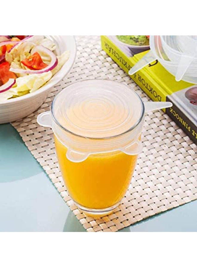 Silicone Lid Kitchen Home Silicone Stretch Lids Durable & Expandable Reusable Food Saver Covers Kitchen Pan Spill Lid Stopper Cover 6Pcs/Set Clear