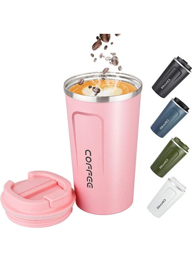 Stainless Steel Double Wall Reusable Eco-Friendly Travel Thermos Coffee Cup Pink 510ml - Image 1