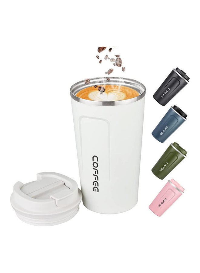 Stainless Steel Double Wall Reusable Eco-Friendly Travel Thermos Coffee Cup White 510ml  - Image 1