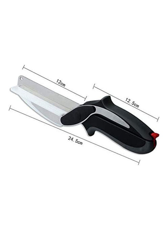 أوبويلي 2 In 1 Clever Food Chopper Cutter Smart Stainless Steel Knife With Cutting Board Black 24.5cm  - Image 2