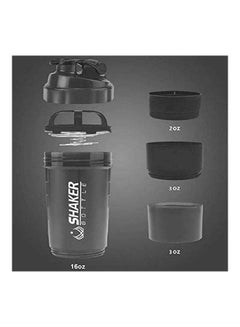 Shaker BOTTLE Protein Shaker Bottle With 3-Layer Twist And Lock Storage Black 500 ml  - Image 2
