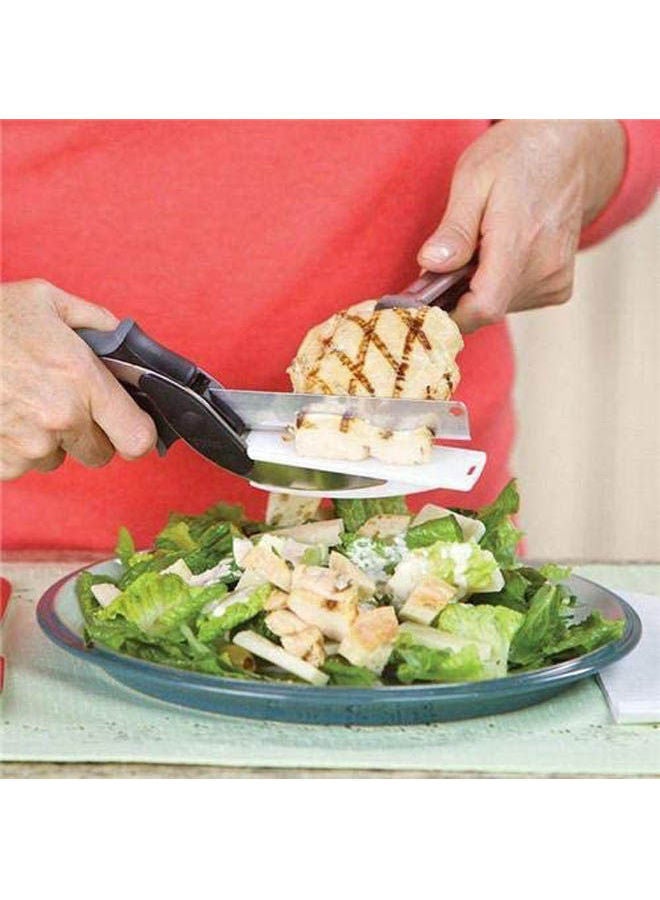 2 In 1 Smart Board Vegetable Cutter Kitchen Knife Cutting Bread Cheese Food Meat Cutter Multifunction Fruit Scissors Slicer Brown - v1645530261/N52739306A_2