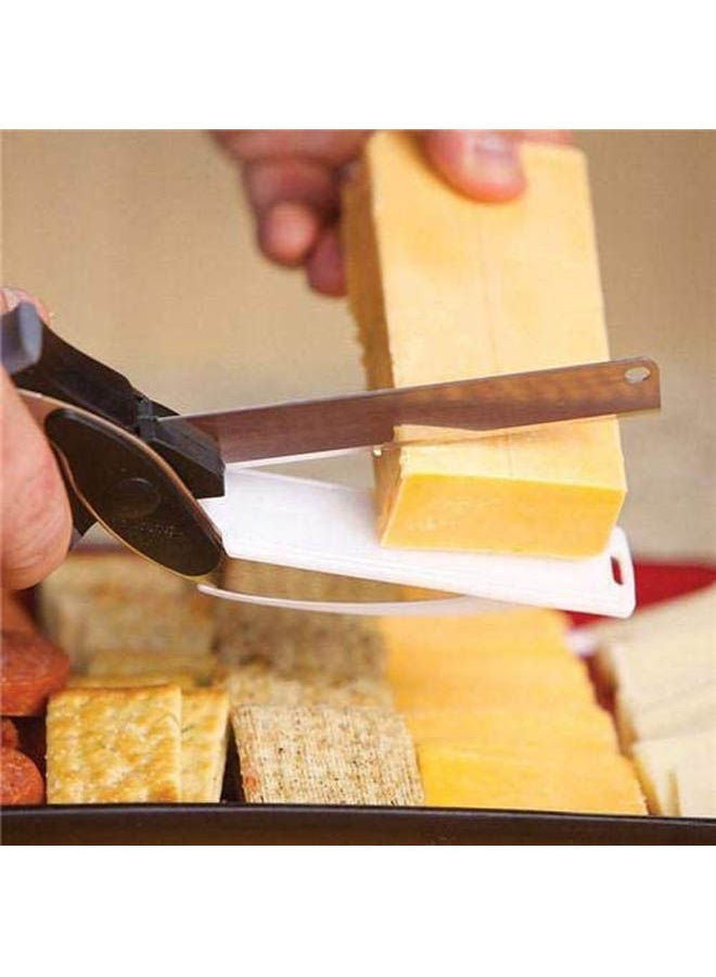 2 In 1 Smart Board Vegetable Cutter Kitchen Knife Cutting Bread Cheese Food Meat Cutter Multifunction Fruit Scissors Slicer Brown - v1645530261/N52739306A_3