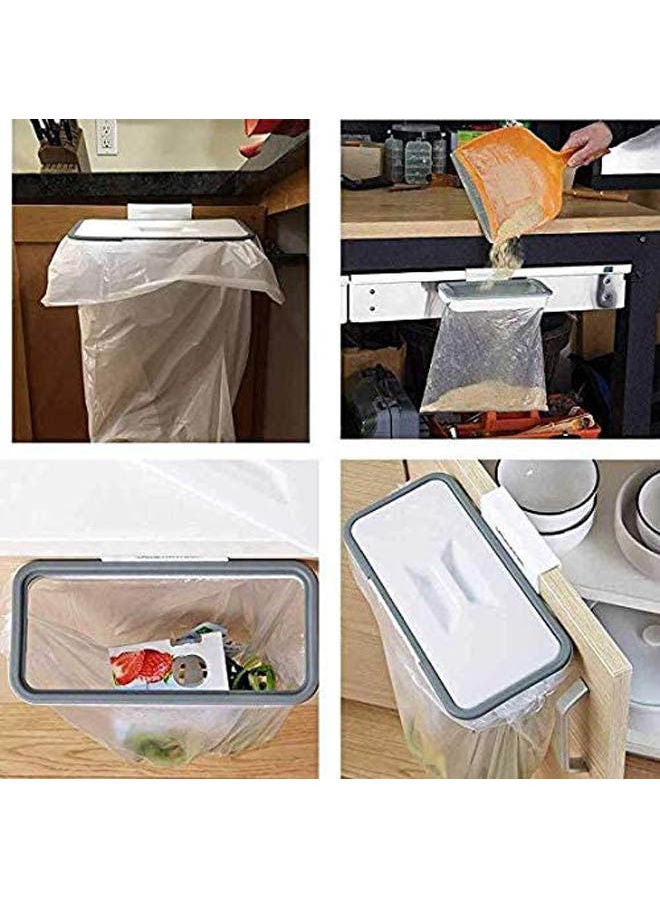 Attach Trash Hanging Trash Bag Holder,Cupboard Door Back Trash Rack Storage, Waste Bin,Kitchen Cabinet Garbage Tools White  - Image 3