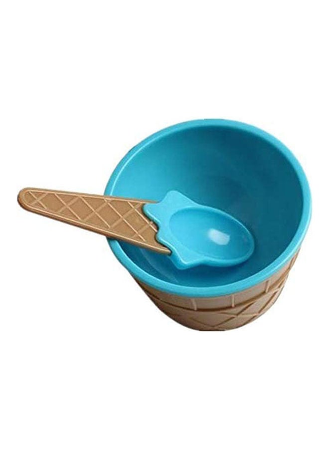 Ice Cream Social Waffle Cone Bowl With Spoon Blue - Image 1