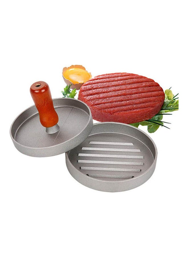 DFSP Burger Press Diy Meat Press Wooden Handle Kitchen Tool silver - Image 1