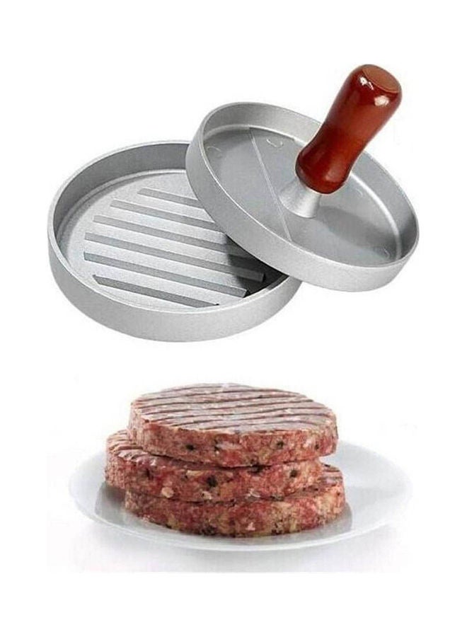 DFSP Burger Press Diy Meat Press Wooden Handle Kitchen Tool silver - Image 2