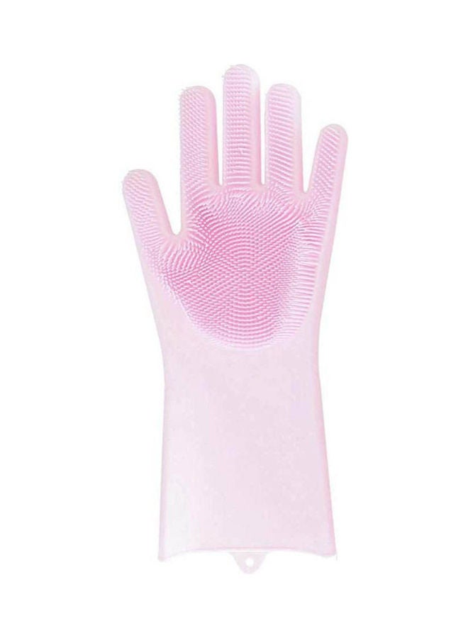 Silicon Dishes Cleaning Gloves With Cleaning Brush Food Grade Dishwashing Gloves Pink 
