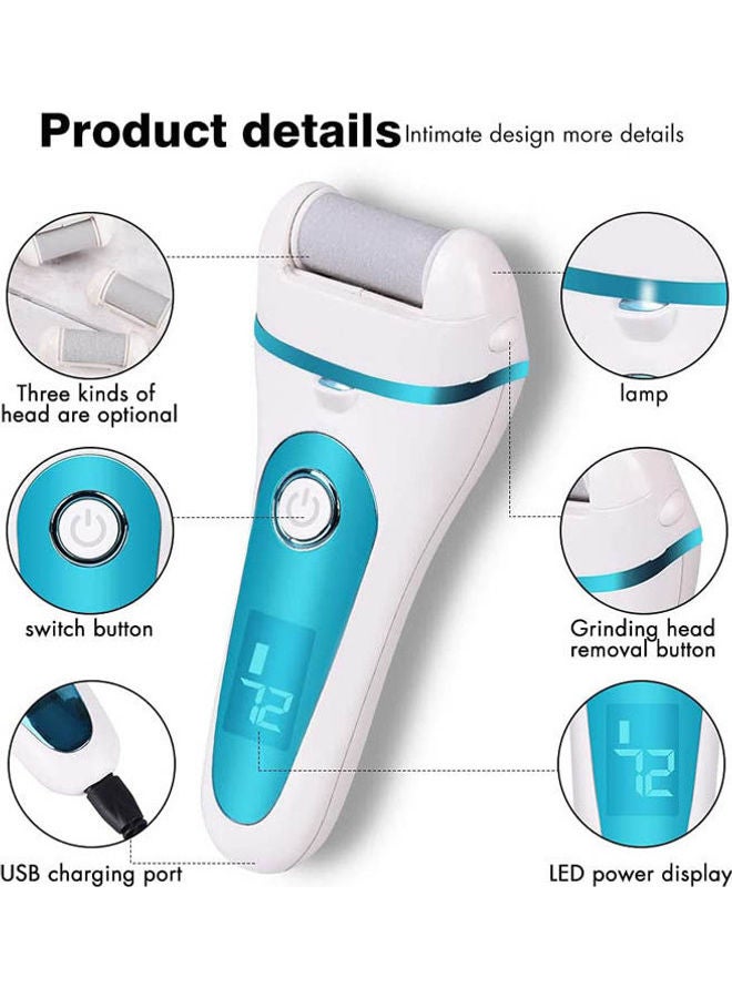 Generic - Electric Callus Remover Usb Rechargeable Led Waterproof Pedicure Tool Adjustable Speed Level With 3 Roller Heads - Image 1
