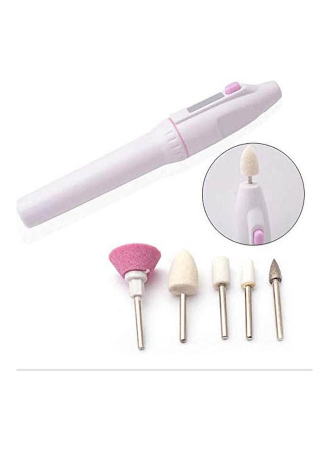 Electric Nail Drill 5 In 1 Professional Nail File Manicure Pedicure Kit Handpiece Grinder With Polishing Tools Nail Clippers White - Image 1