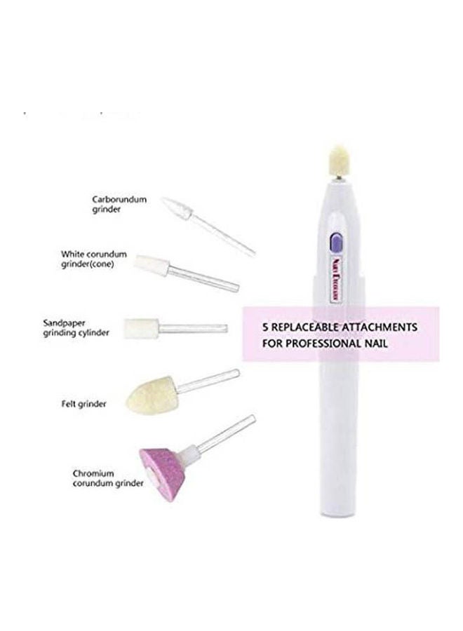 Electric Nail Drill 5 In 1 Professional Nail File Manicure Pedicure Kit Handpiece Grinder With Polishing Tools Nail Clippers White - Image 2