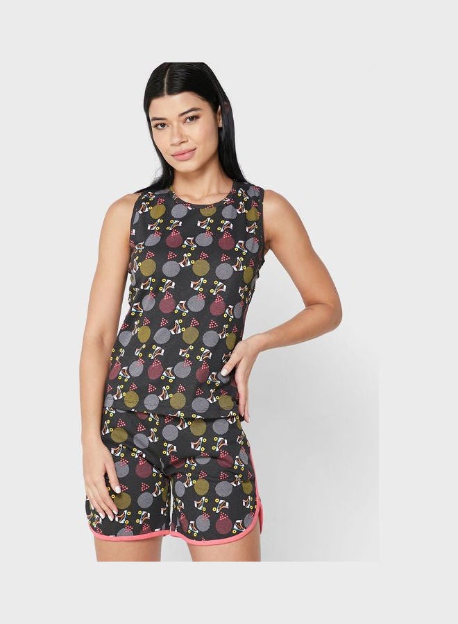 Clovia Printed Top and Pyjama Set Black - Image 3