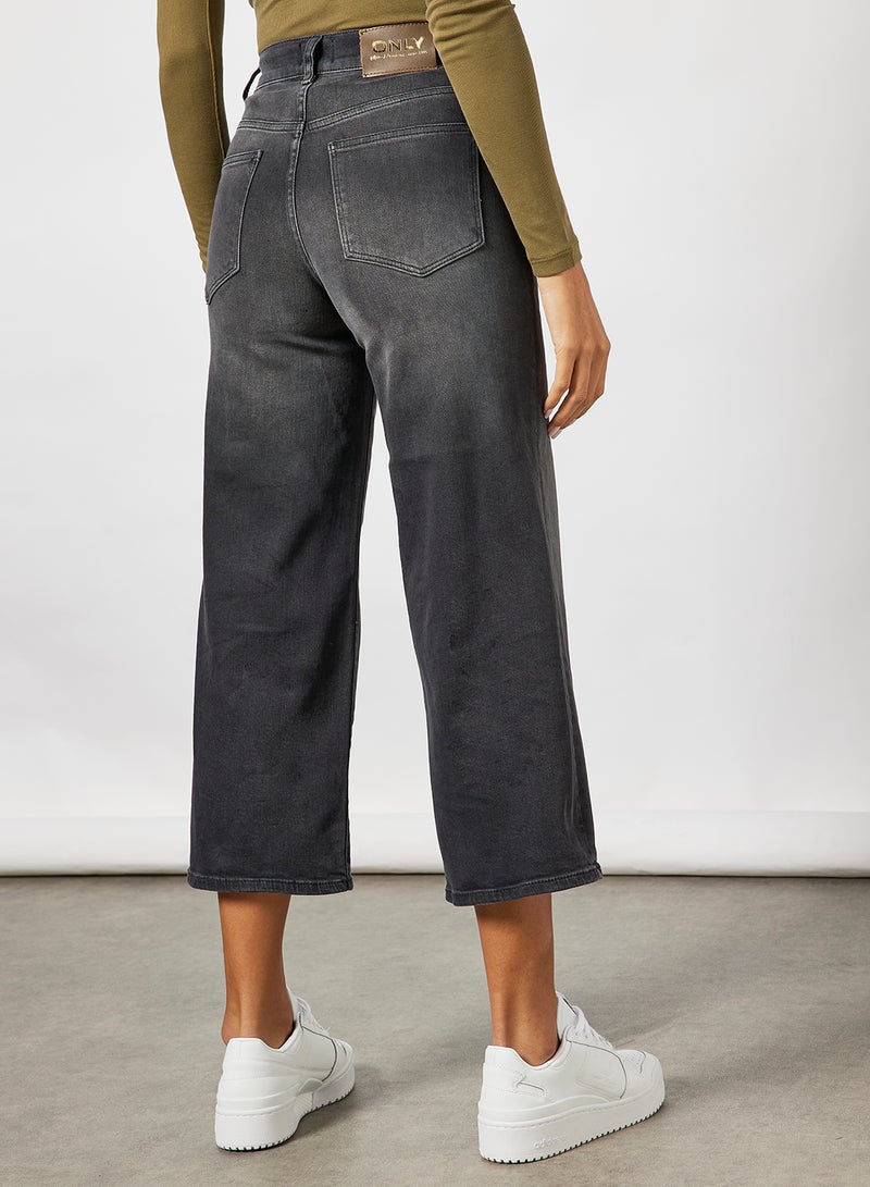 ONLY - High Waist Wide Leg Jeans Black Denim - Image 1