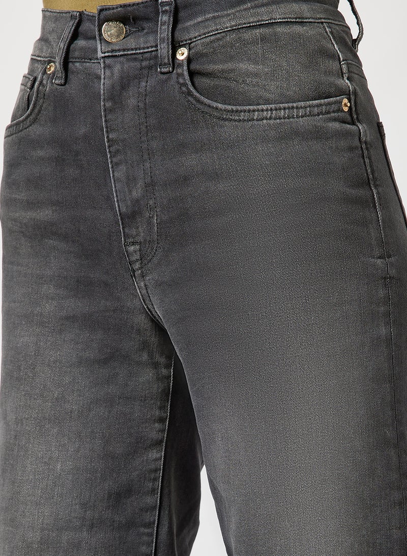 ONLY - High Waist Wide Leg Jeans Black Denim - Image 1