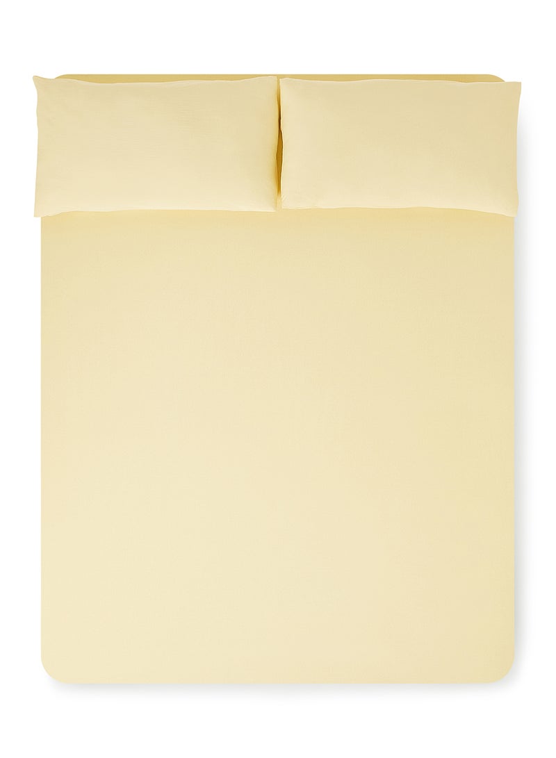 Noon East - Fitted Bedsheet Set Twin Size 100% Cotton StreTChable Jersey High Quality Fabric 140 GSM 1 Bed Sheet And 2 Pillow Case Lemon Yellow Color Lemon Yellow - Image 1