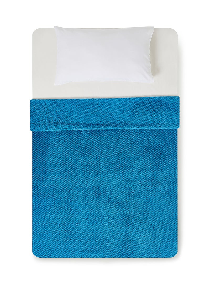 Noon East - Lightweight Summer Blanket Queen Size 260 GSM Chevron Design Extra Soft All Season Blanket Bed And Sofa Throw Blue 150 x 200cm - Image 1